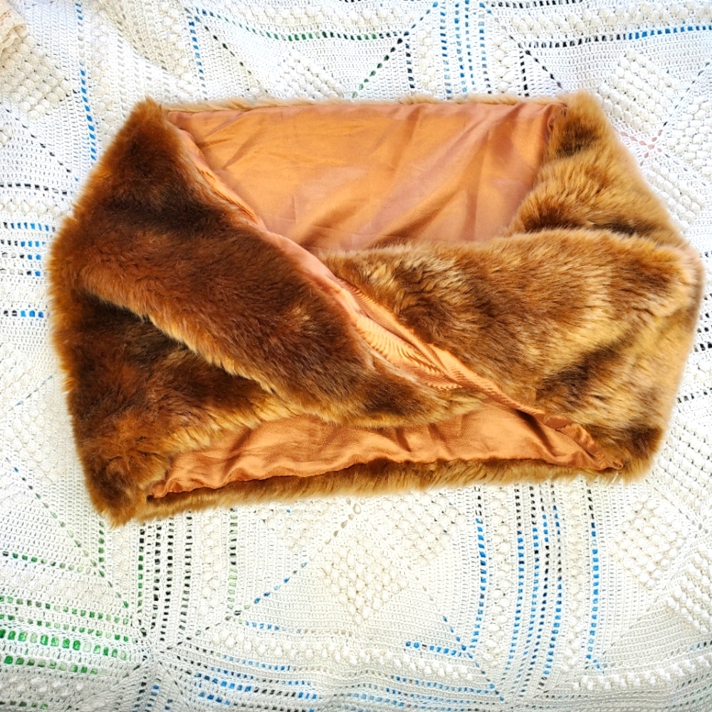 Topshop brown faux fur twisted neck warmer